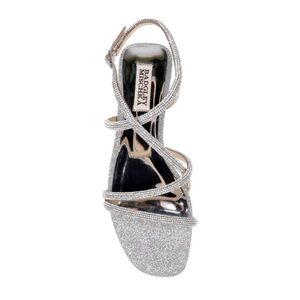 NEW Badgley Mischka Women's Ivie Flat Sandal in Silver Crystal - Size 8